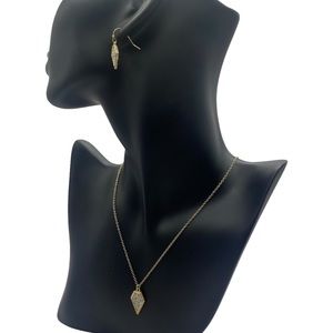 Goldtone Diamond Pave Necklace and Earring Set